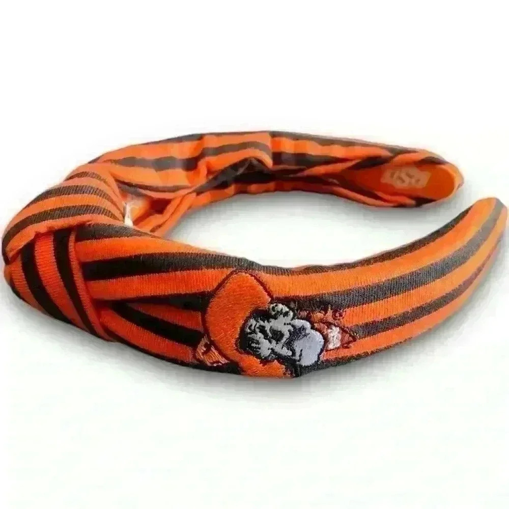 Oklahoma State University‎ Headband Knotted Style Stripes OSU Embroidered Mascot
